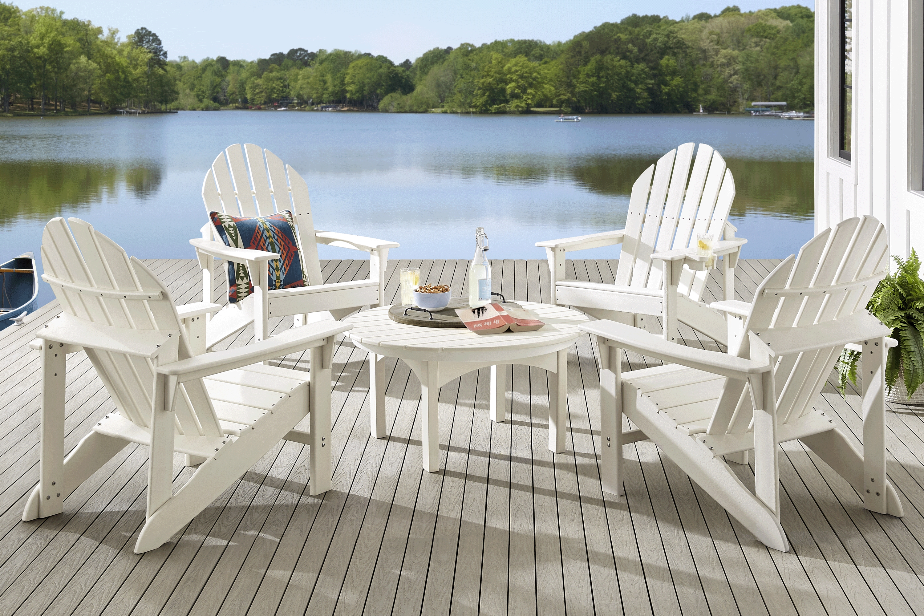 Addy White 5 Pc Round Outdoor Chat Seating Set - Thumbnail - Image 1