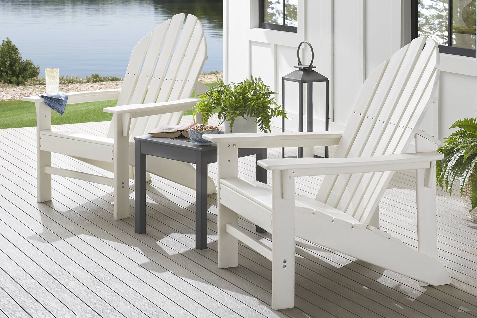 Addy White Outdoor Adirondack Chair, Set of 2 - Thumbnail - Image 2