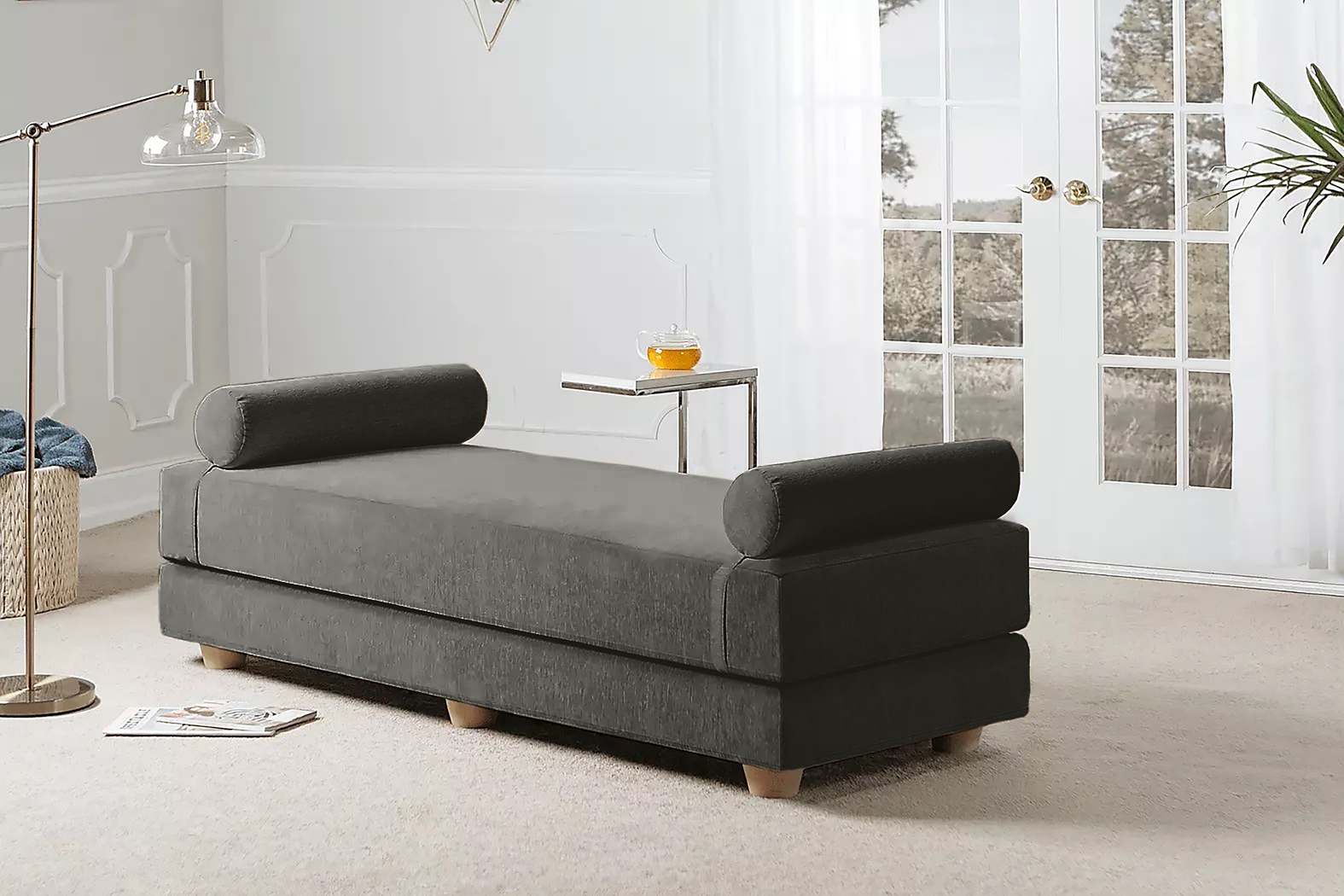 Adelaide Charcoal Queen Day Bed - Thumbnail - Image 2