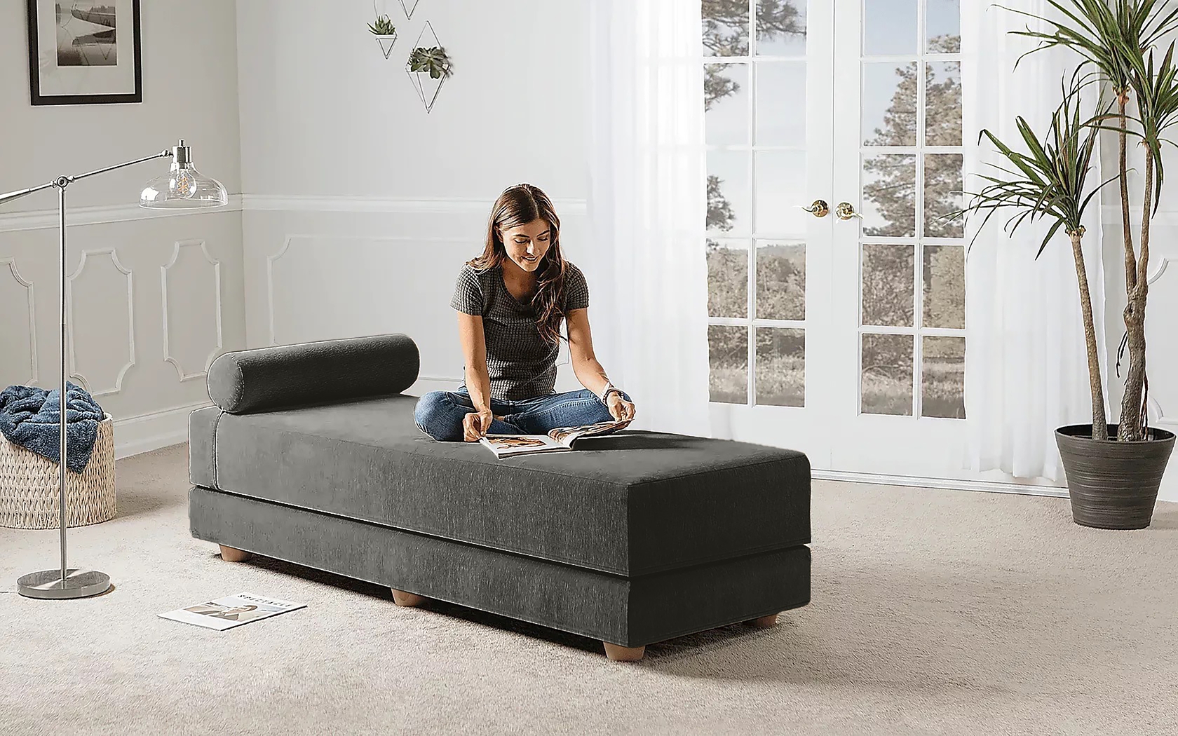 Adelaide Charcoal Queen Day Bed - Thumbnail - Image 5