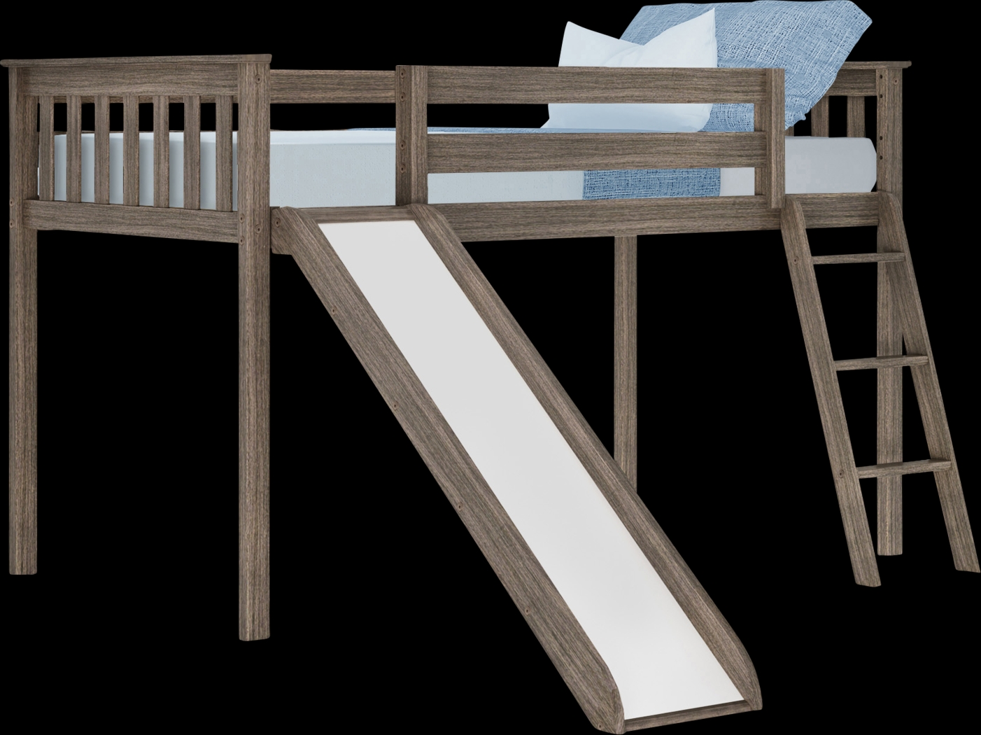 Kids Adeliza Brown Twin Low Loft Bed with Slide - Thumbnail - Image 5