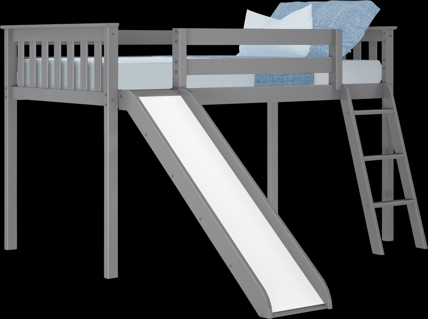 Kids Adeliza Gray Twin Low Loft Bed with Slide - Thumbnail - Image 5