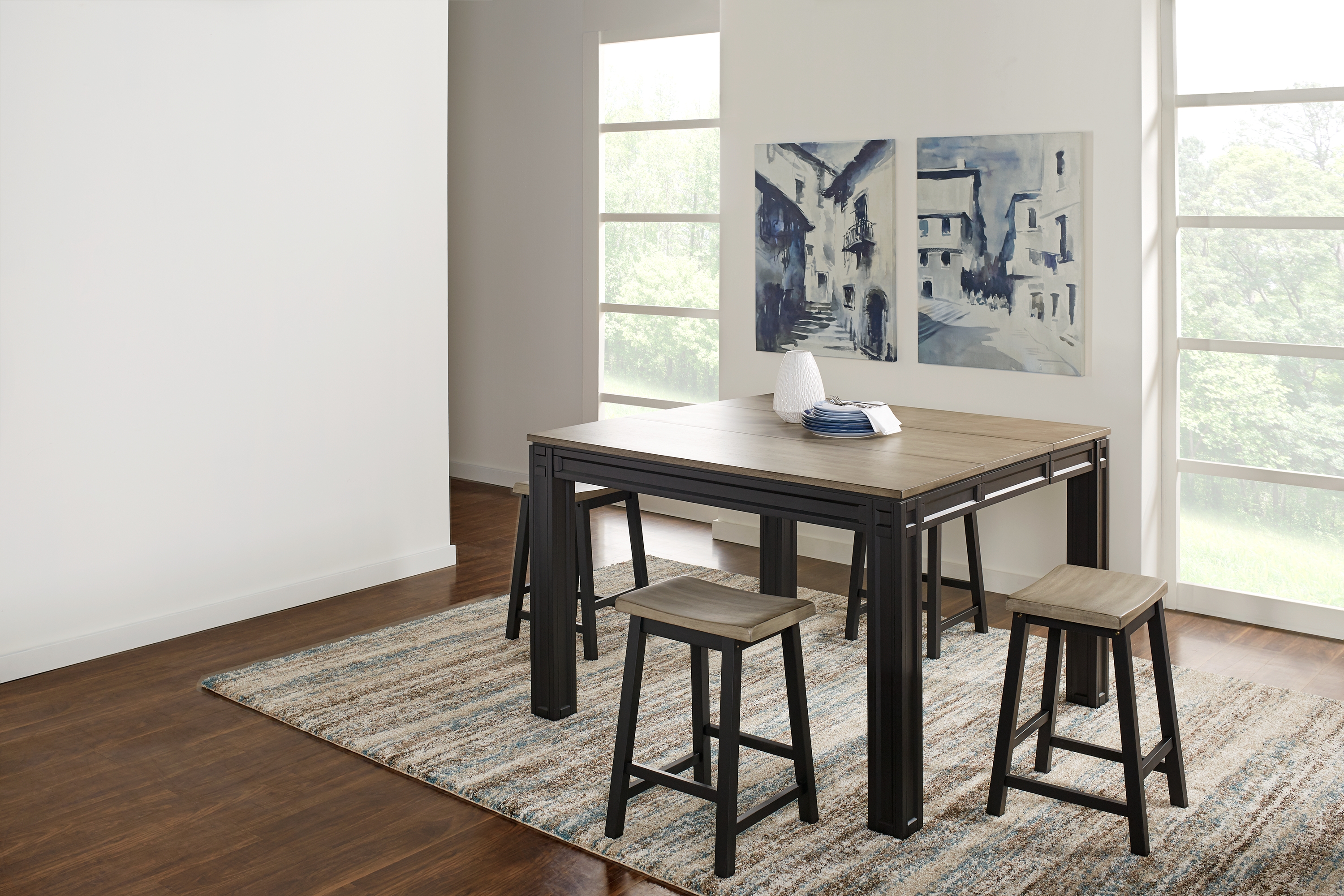 Adelson Black 5 Pc Counter Height Dining Room - Thumbnail - Image 1