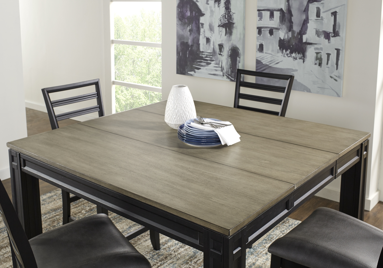 Adelson Black 5 Pc Counter Height Dining Room - Thumbnail - Image 3