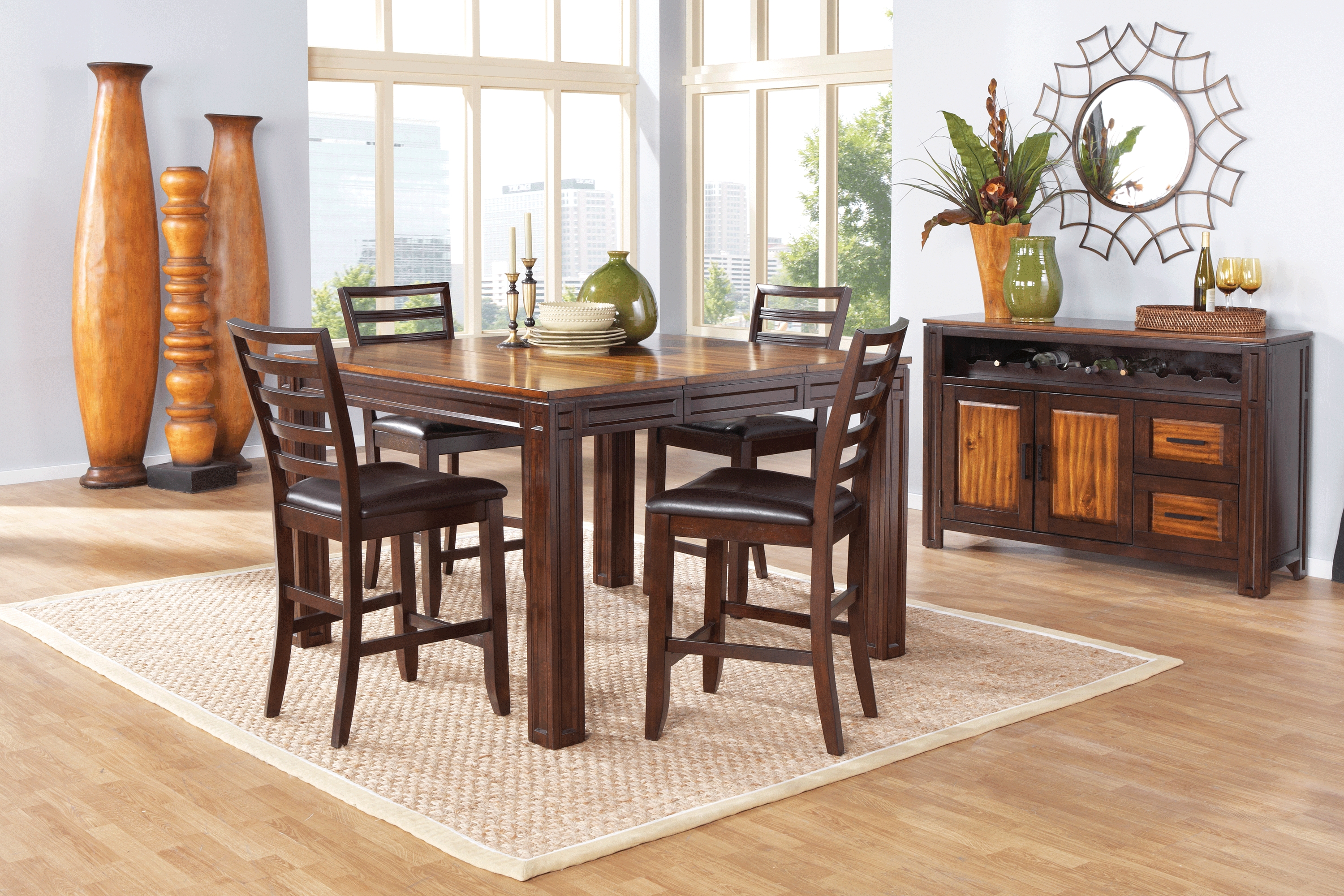 Adelson Chocolate 5 Pc Counter Height Dining Room - Thumbnail - Image 1