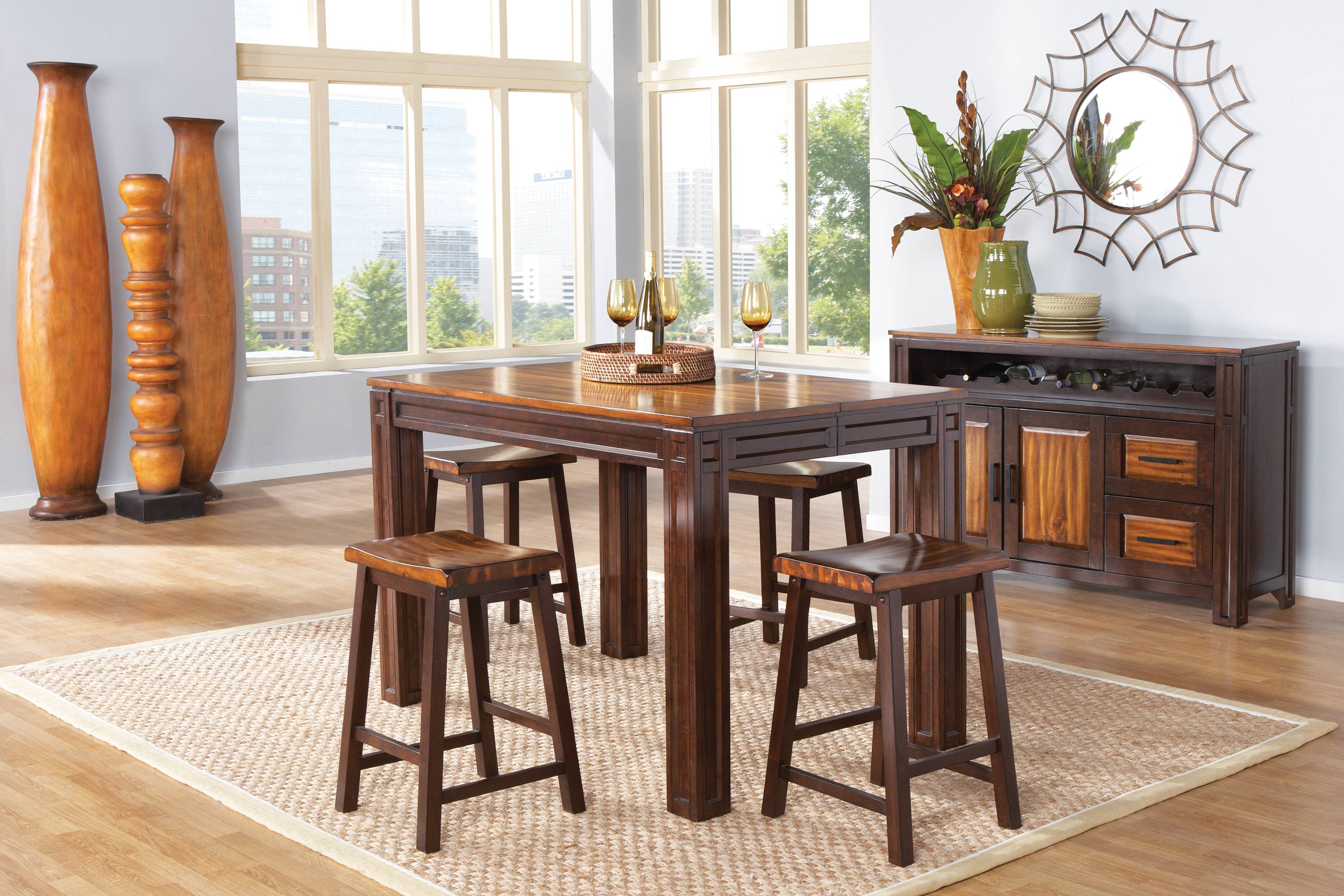 Adelson Chocolate 5 Pc Counter Height Dining Room - Thumbnail - Image 1