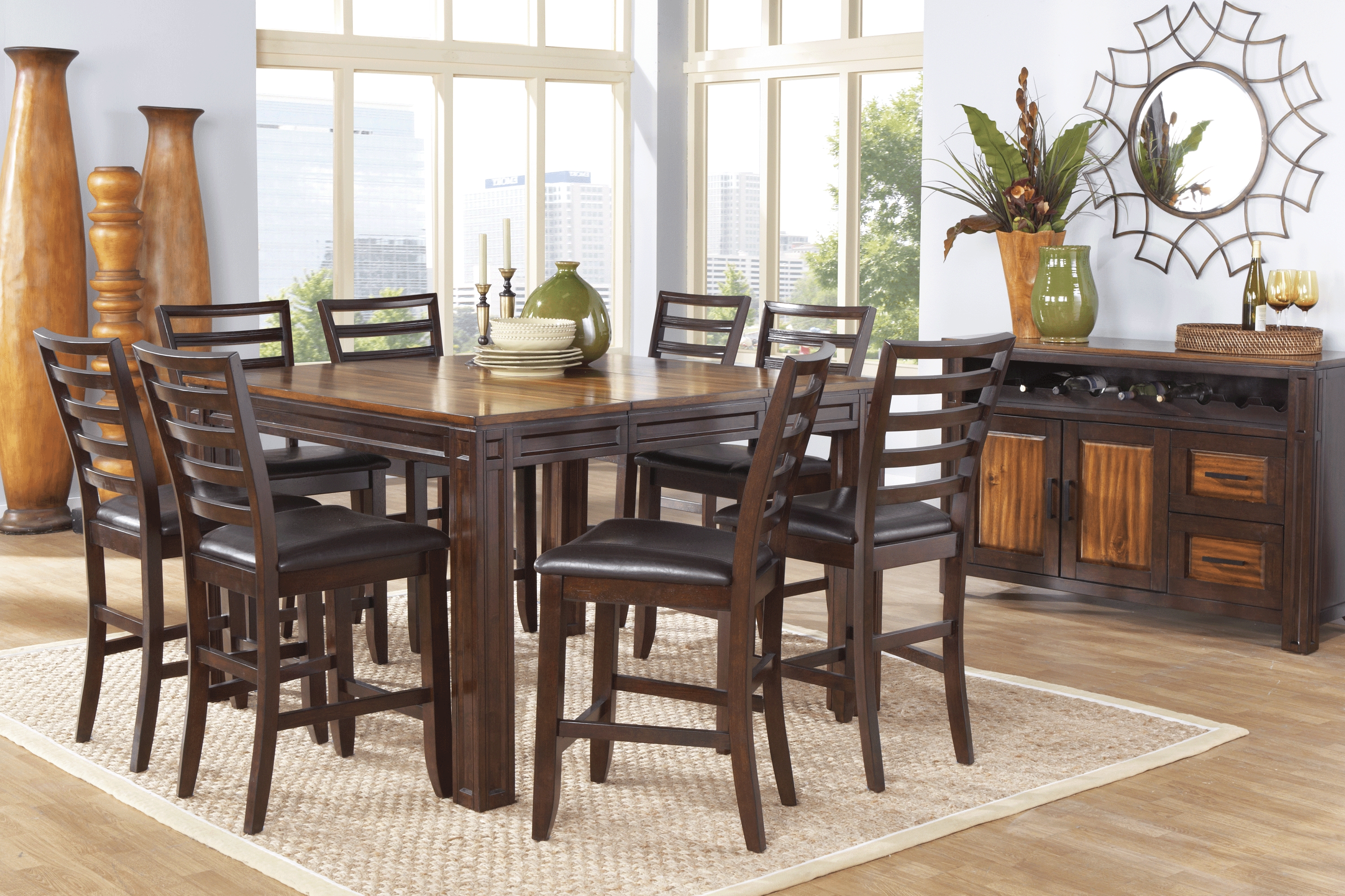 Adelson Chocolate 7 Pc Counter Height Dining Room - Thumbnail - Image 1