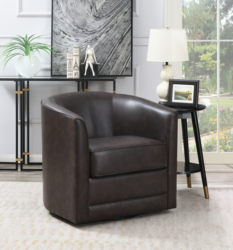 Adelta Dark Brown Accent Swivel Chair - Thumbnail - Image 5