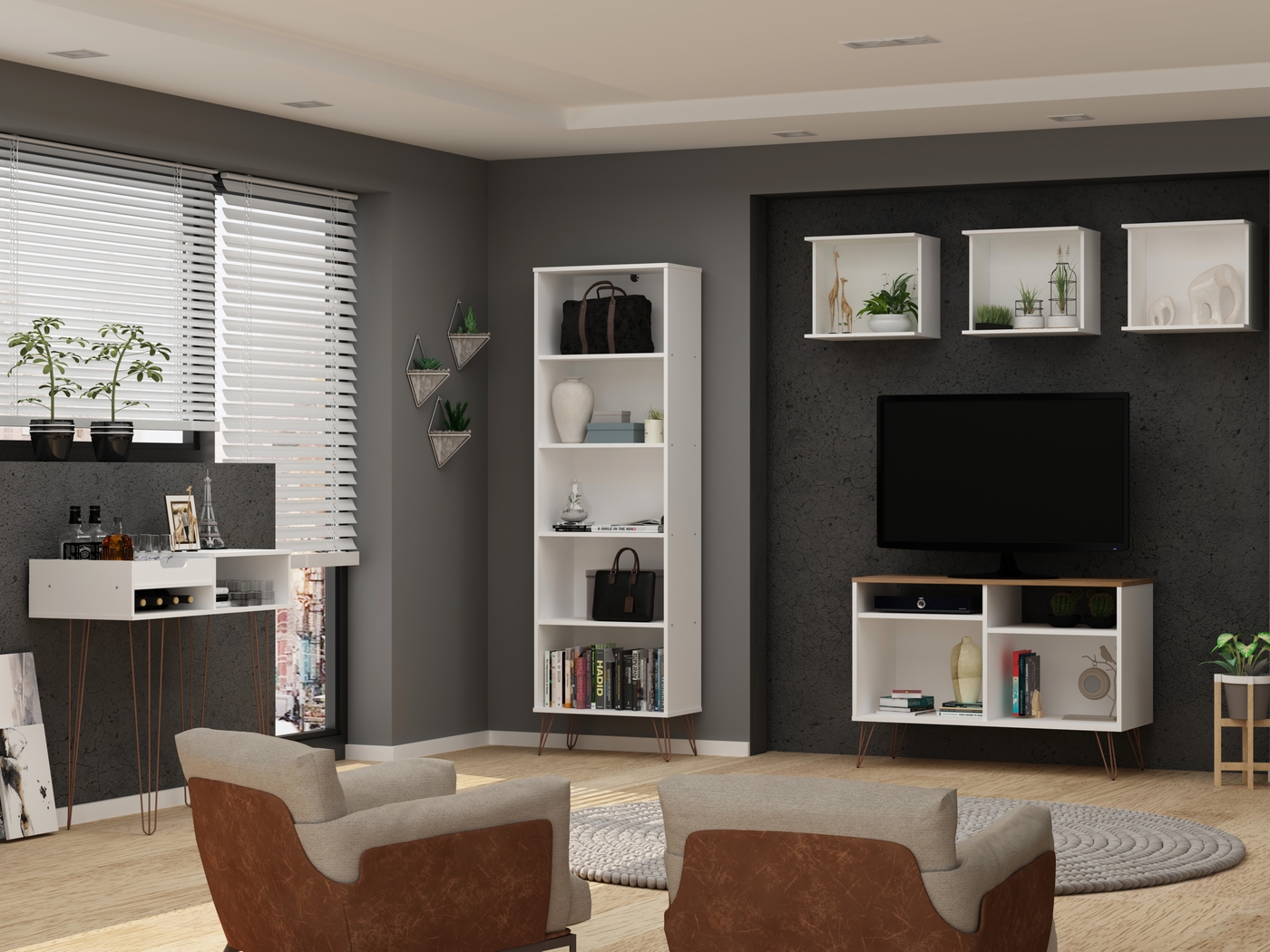 Ademoor White Bookcase - Thumbnail - Image 9