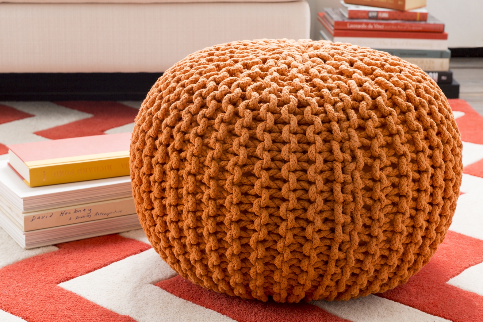 Adencliff Orange Ottoman - Thumbnail - Image 2