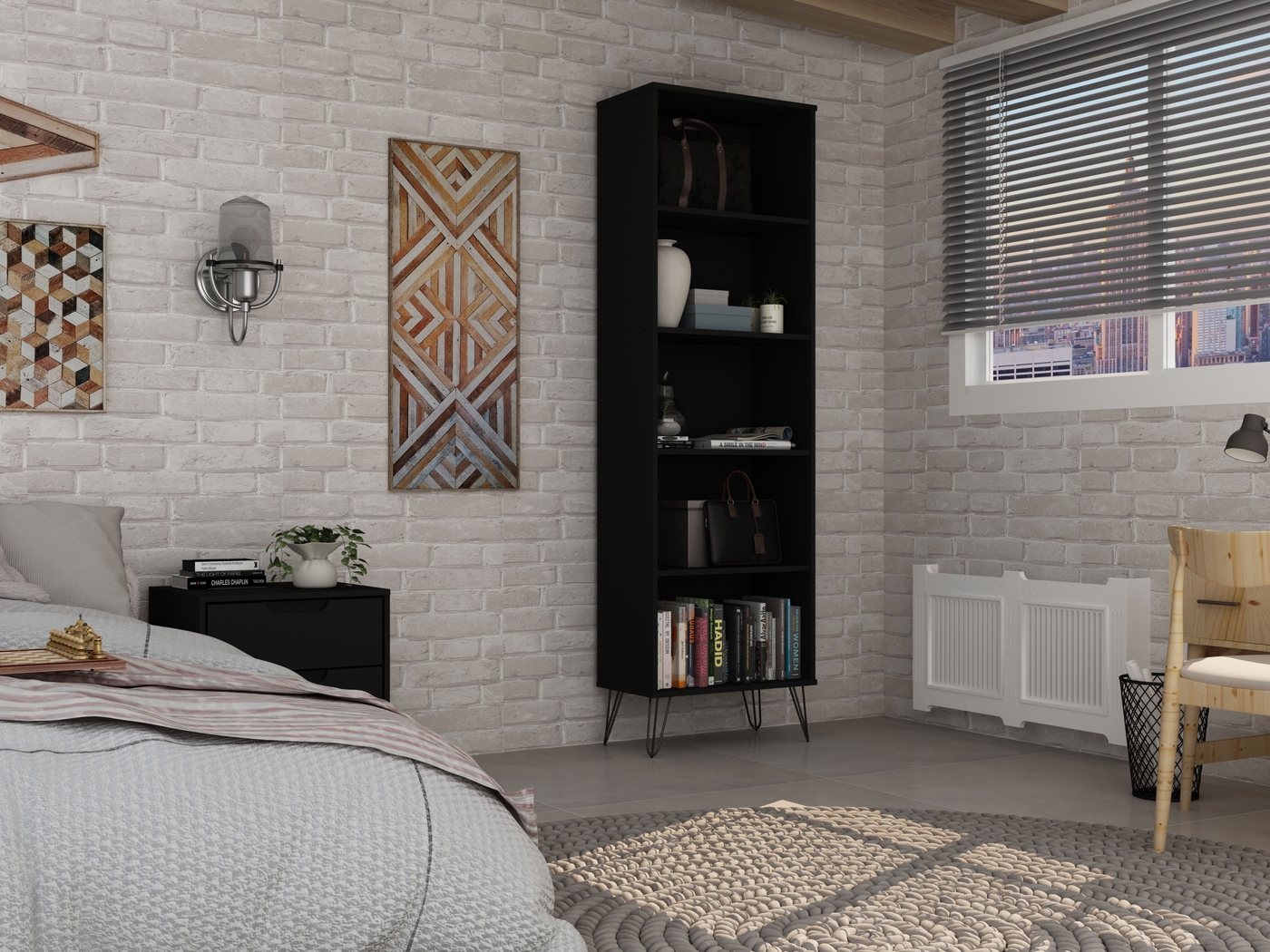 Adenmoor Black Bookcase - Thumbnail - Image 8