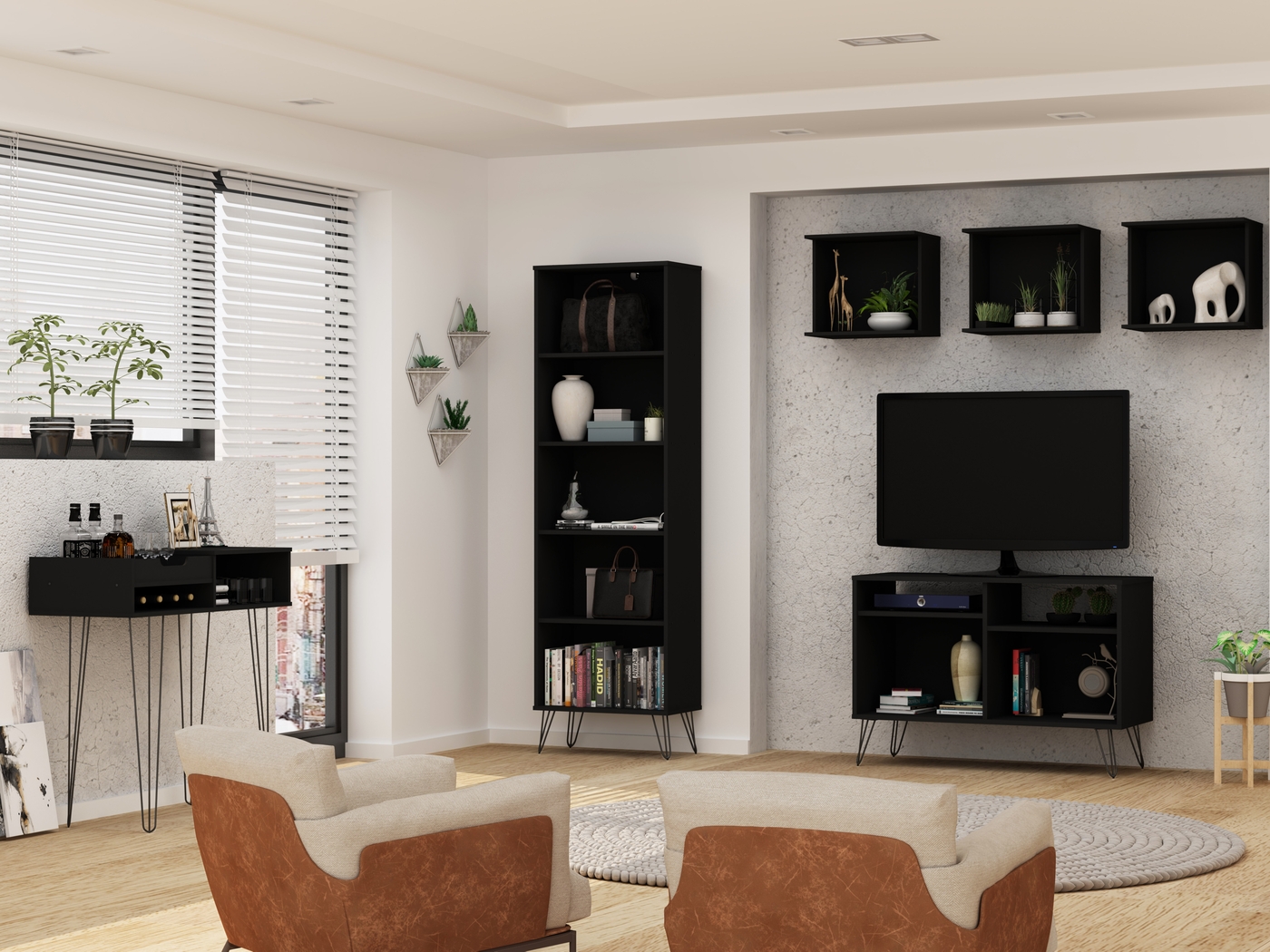 Adenmoor Black Bookcase - Thumbnail - Image 9