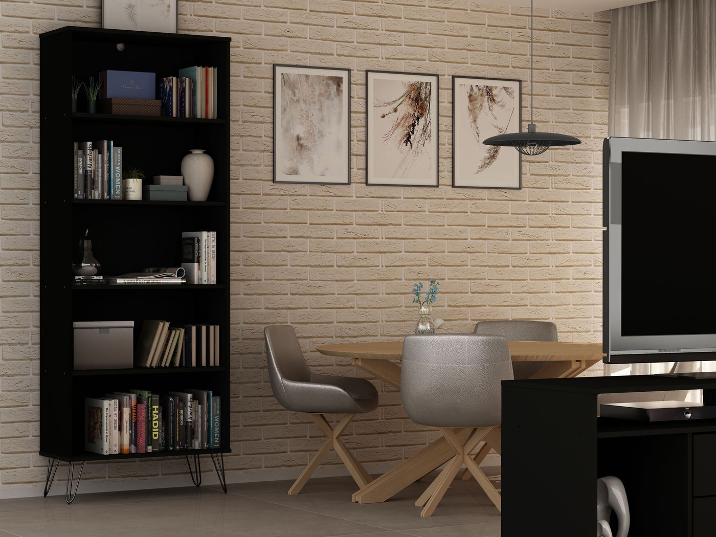 Adenmoor Black Bookcase - Thumbnail - Image 7