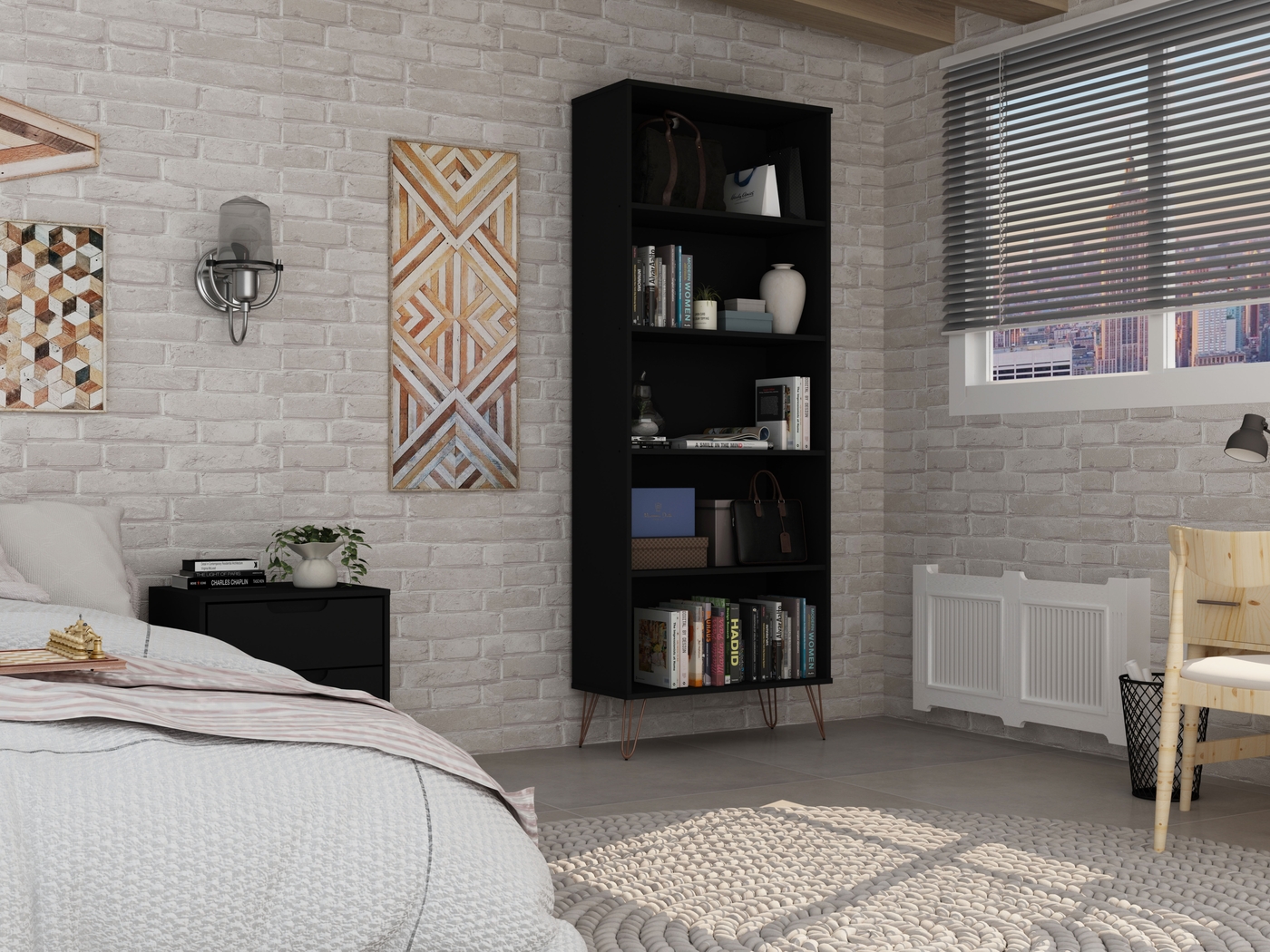 Adenmoor Black Bookcase - Thumbnail - Image 8