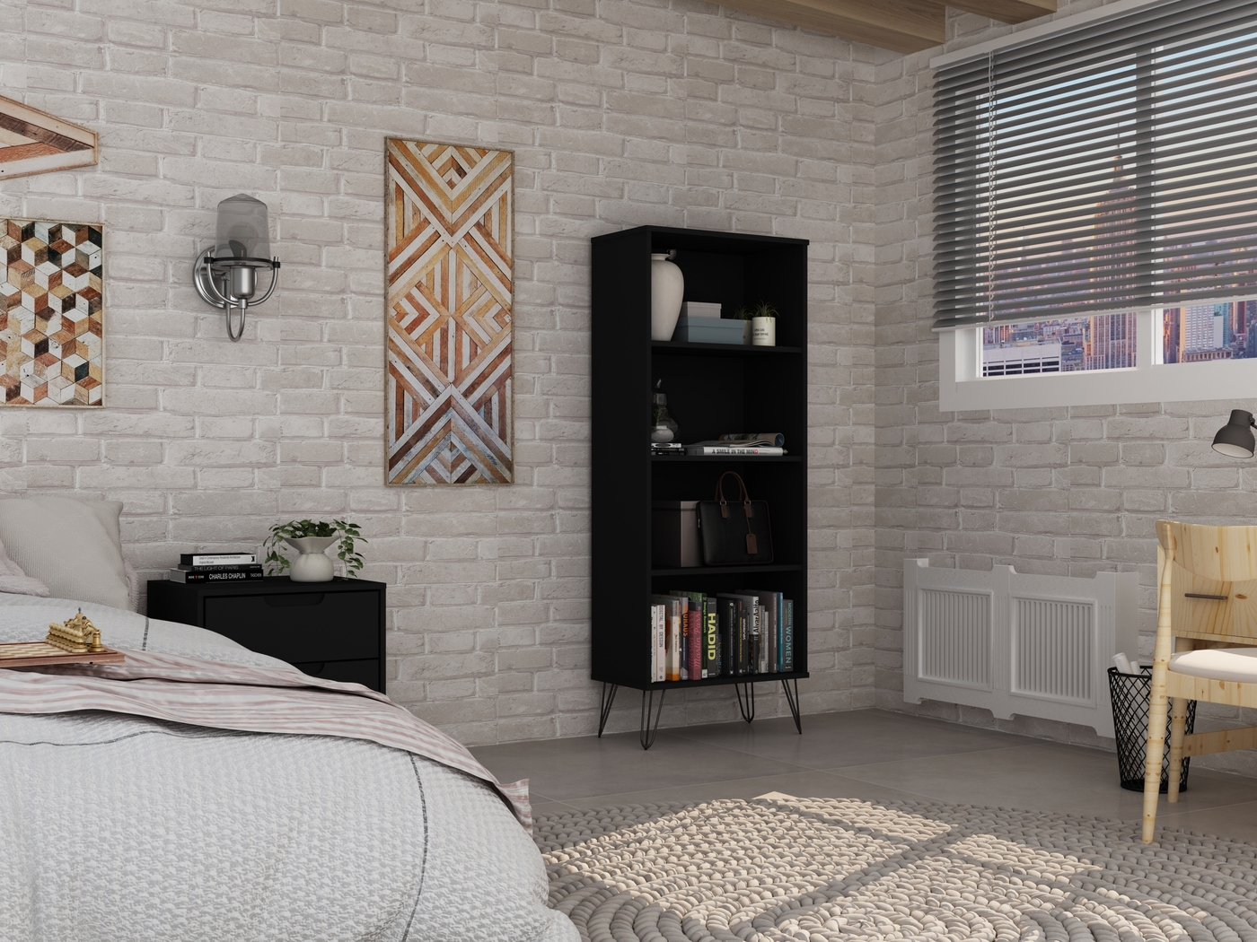 Adenmoor Black Bookcase - Thumbnail - Image 8