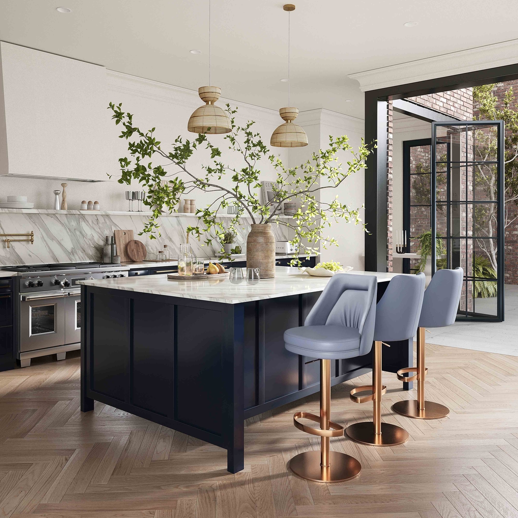 Aderene Blue Swivel Barstool - Thumbnail - Image 2