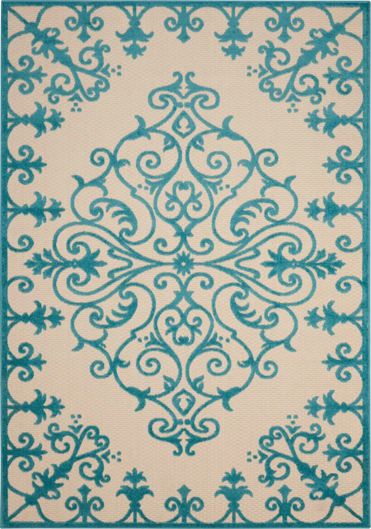 Adilen Aqua 5' x 8' Indoor/Outdoor Rug - Thumbnail - Image 1