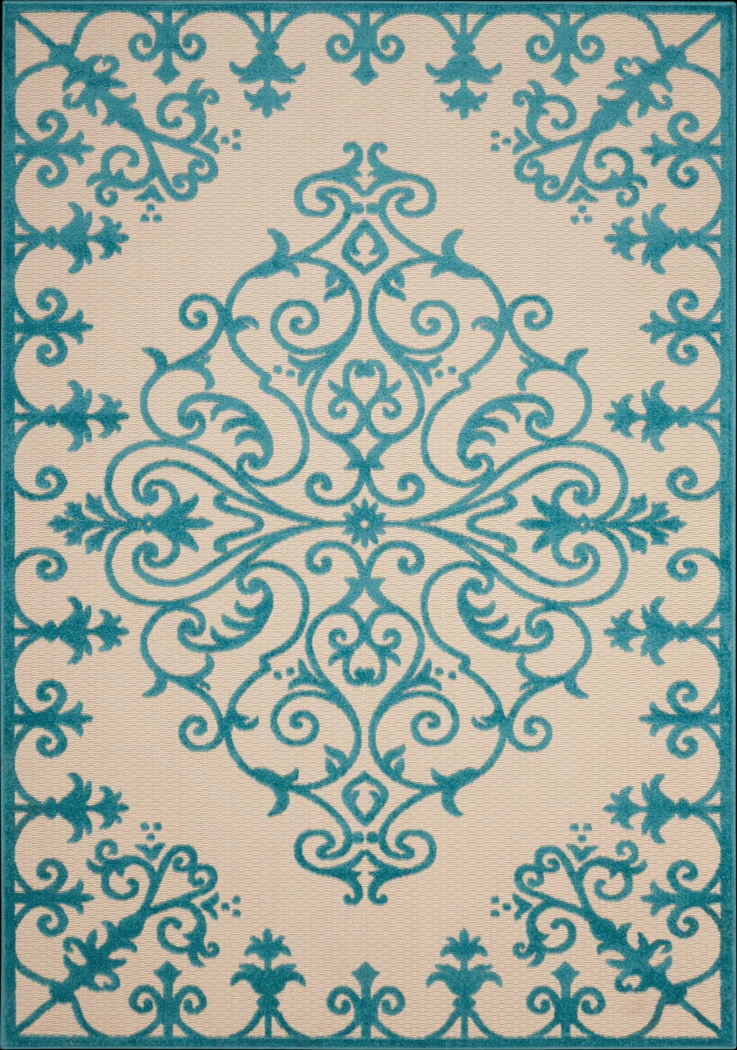 Adilen Aqua 8' x 11' Indoor/Outdoor Rug - Thumbnail - Image 1