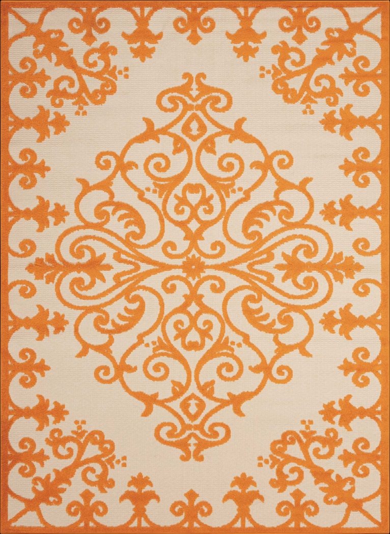 Adilen Orange 8' x 11' Indoor/Outdoor Rug - Thumbnail - Image 1