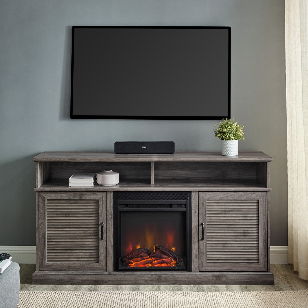 Adleigh Gray 60 in. Console, With Electric Fireplace - Thumbnail - Image 6