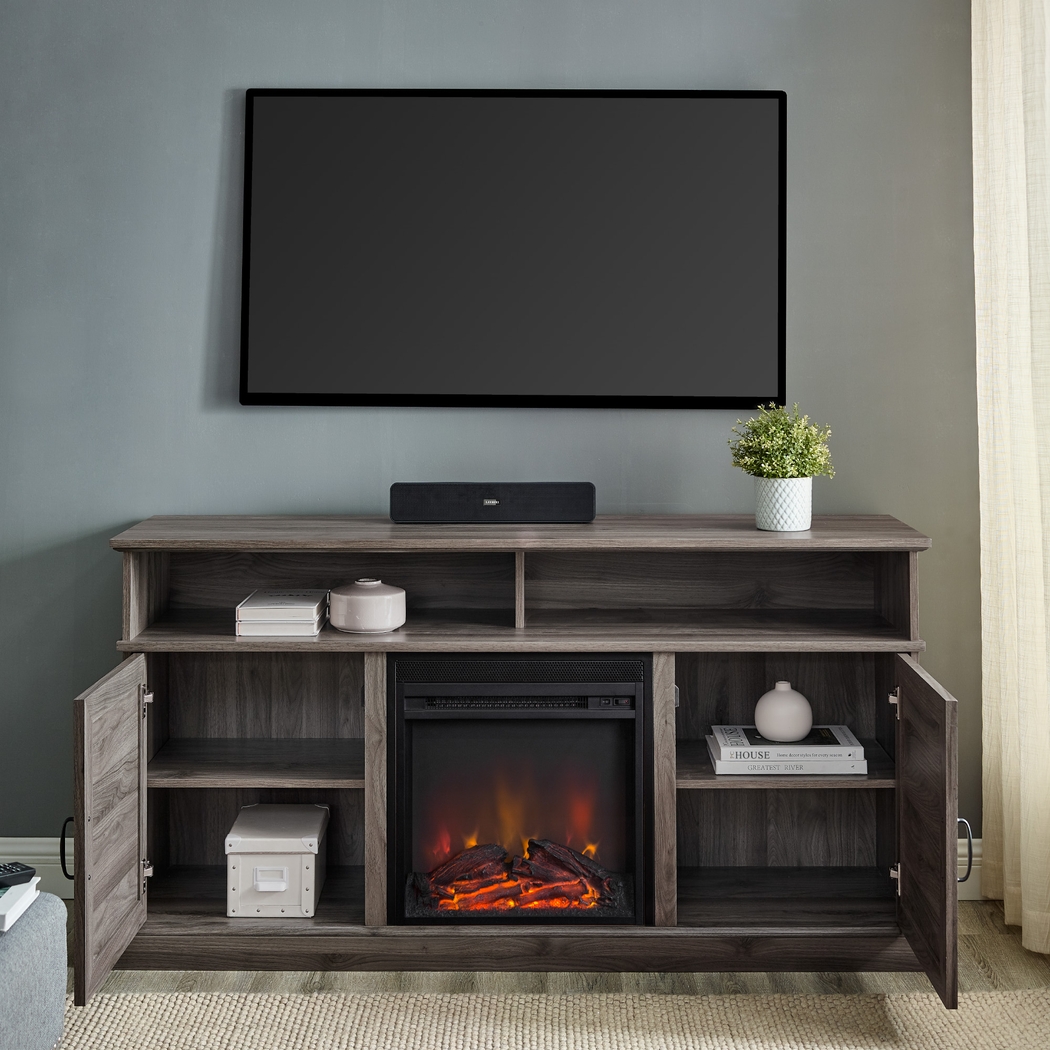 Adleigh Gray 60 in. Console, With Electric Fireplace - Thumbnail - Image 7