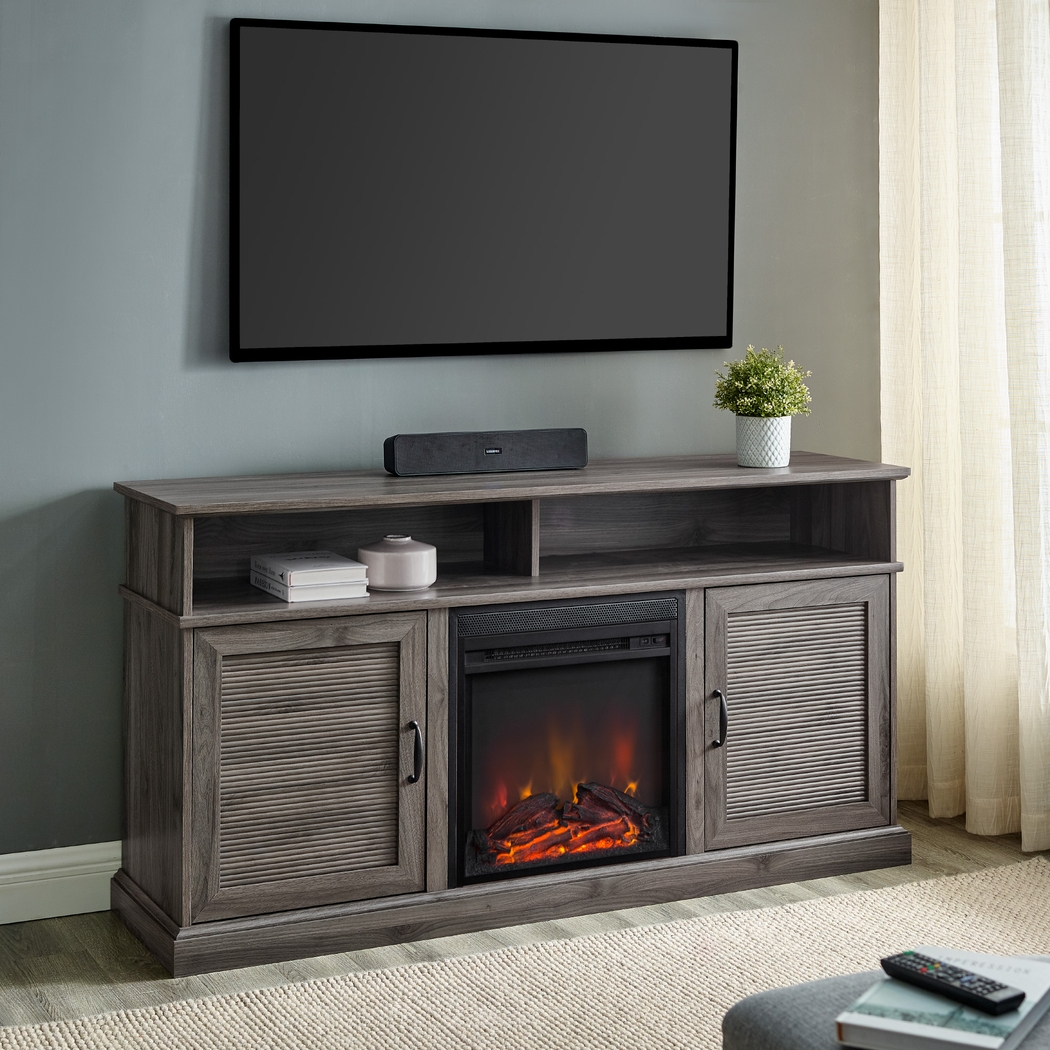 Adleigh Gray 60 in. Console, With Electric Fireplace - Thumbnail - Image 8