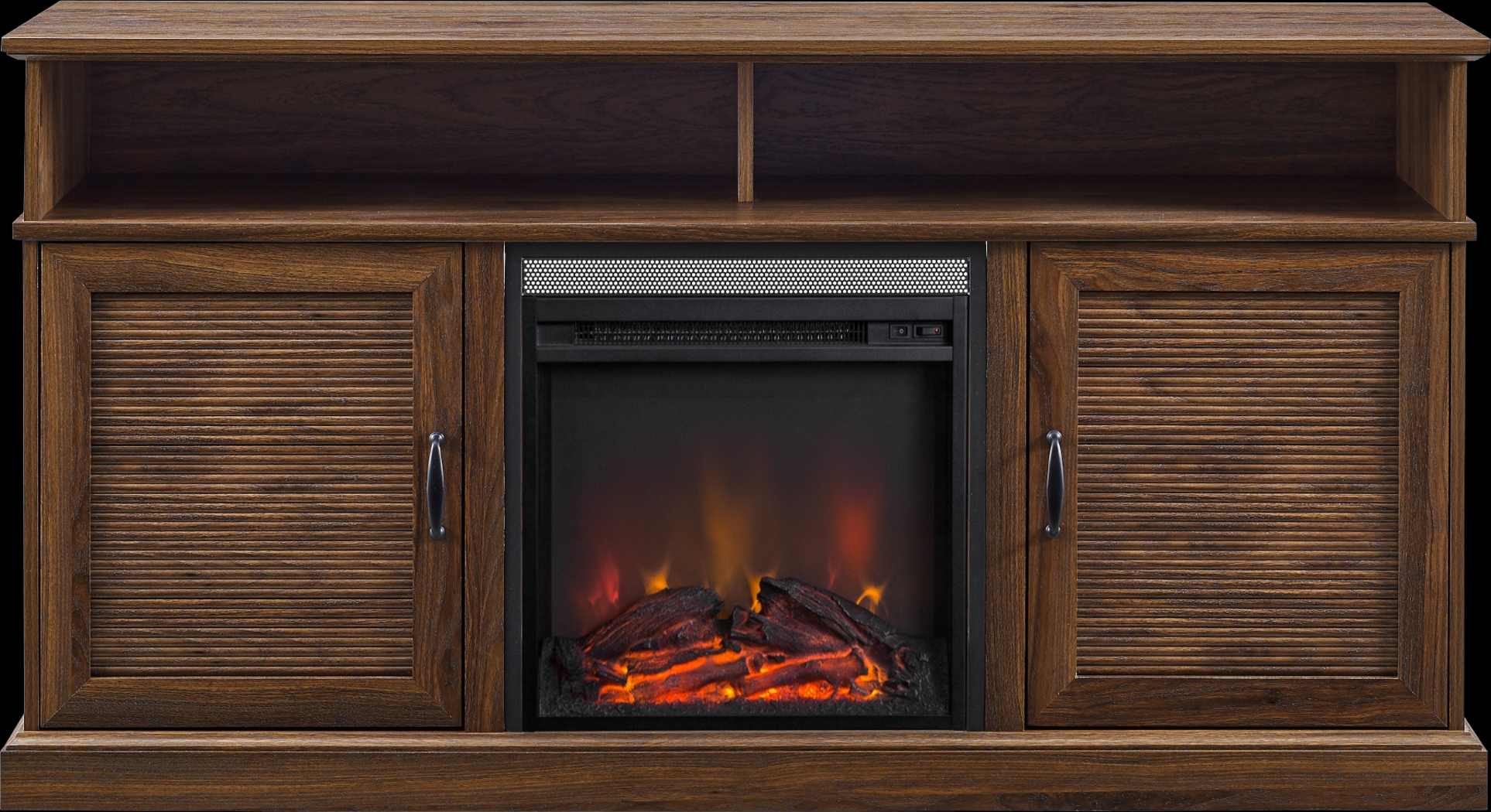 Adleigh Walnut 60 in. Console, With Electric Fireplace - Thumbnail - Image 2