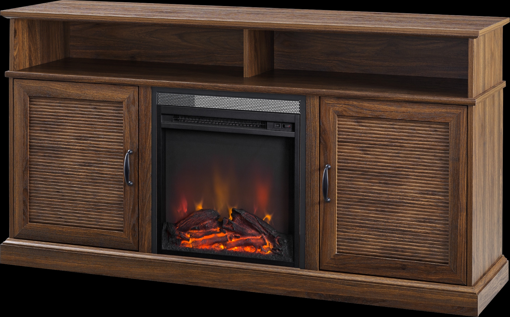 Adleigh Walnut 60 in. Console, With Electric Fireplace - Thumbnail - Image 3