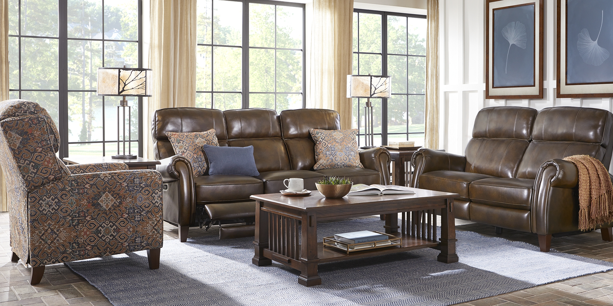 Adorelli Chocolate 3 Pc Leather Dual Power Reclining Living Room - Thumbnail - Image 1