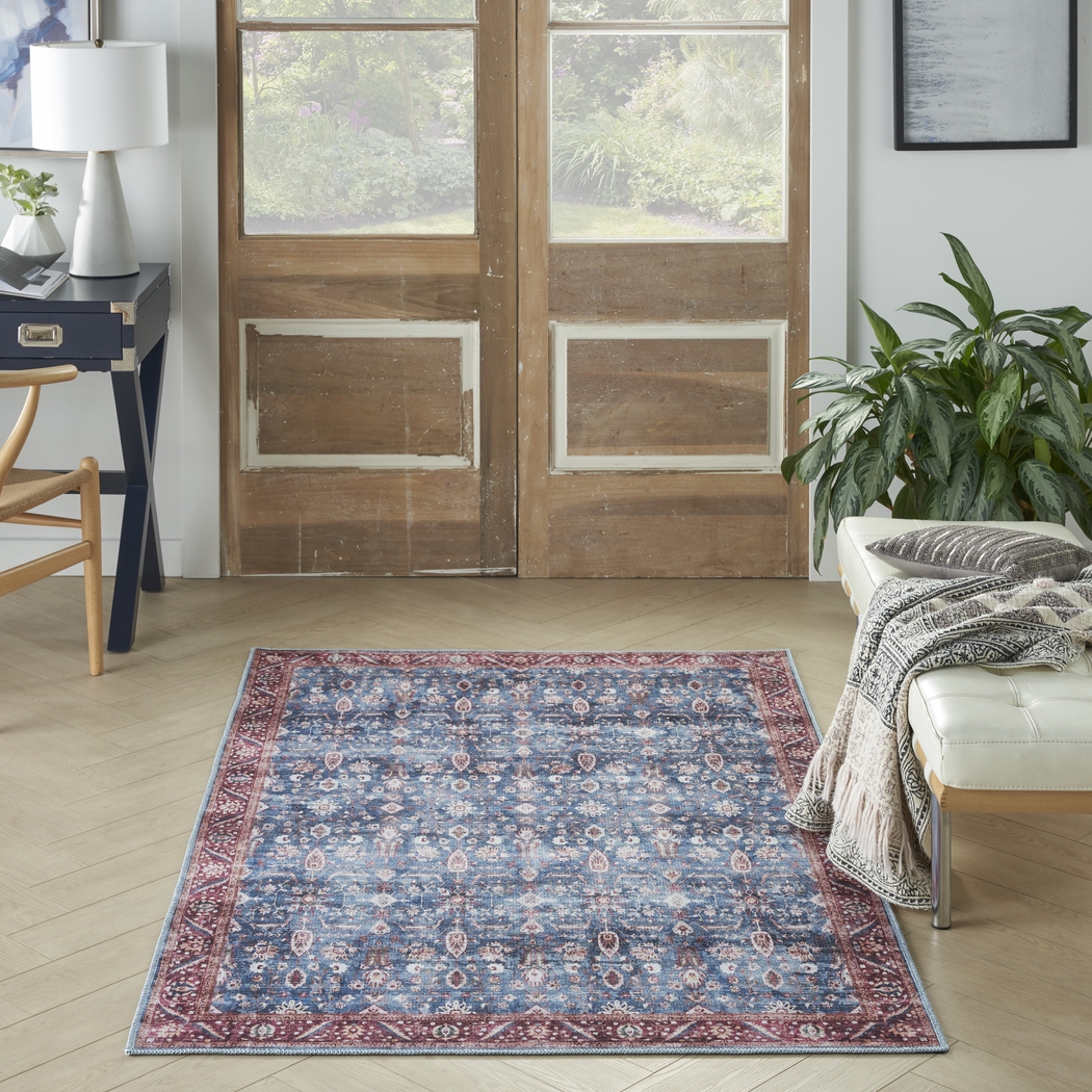 Adosis Blue/Brick 5'3 x 7'3 Rug - Thumbnail - Image 3