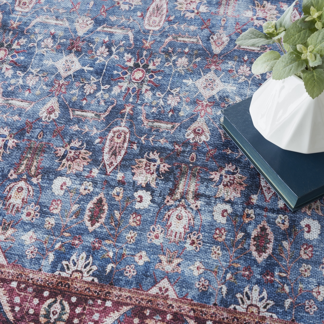 Adosis Blue/Brick 5'3 x 7'3 Rug - Thumbnail - Image 4