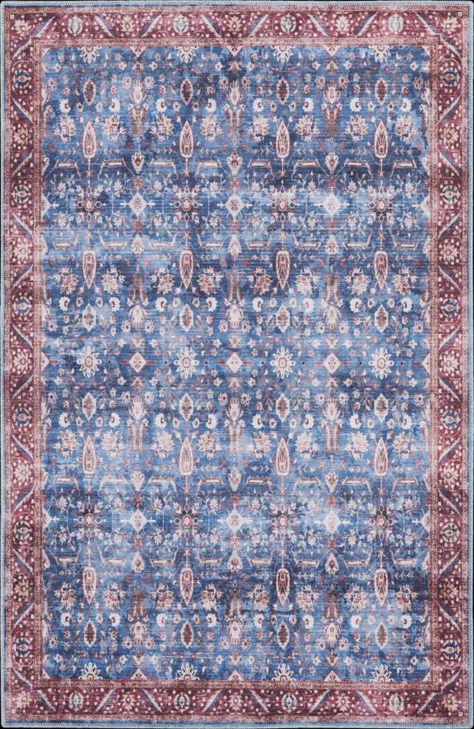 Adosis Blue/Brick 5'3 x 7'3 Rug - Thumbnail - Image 1