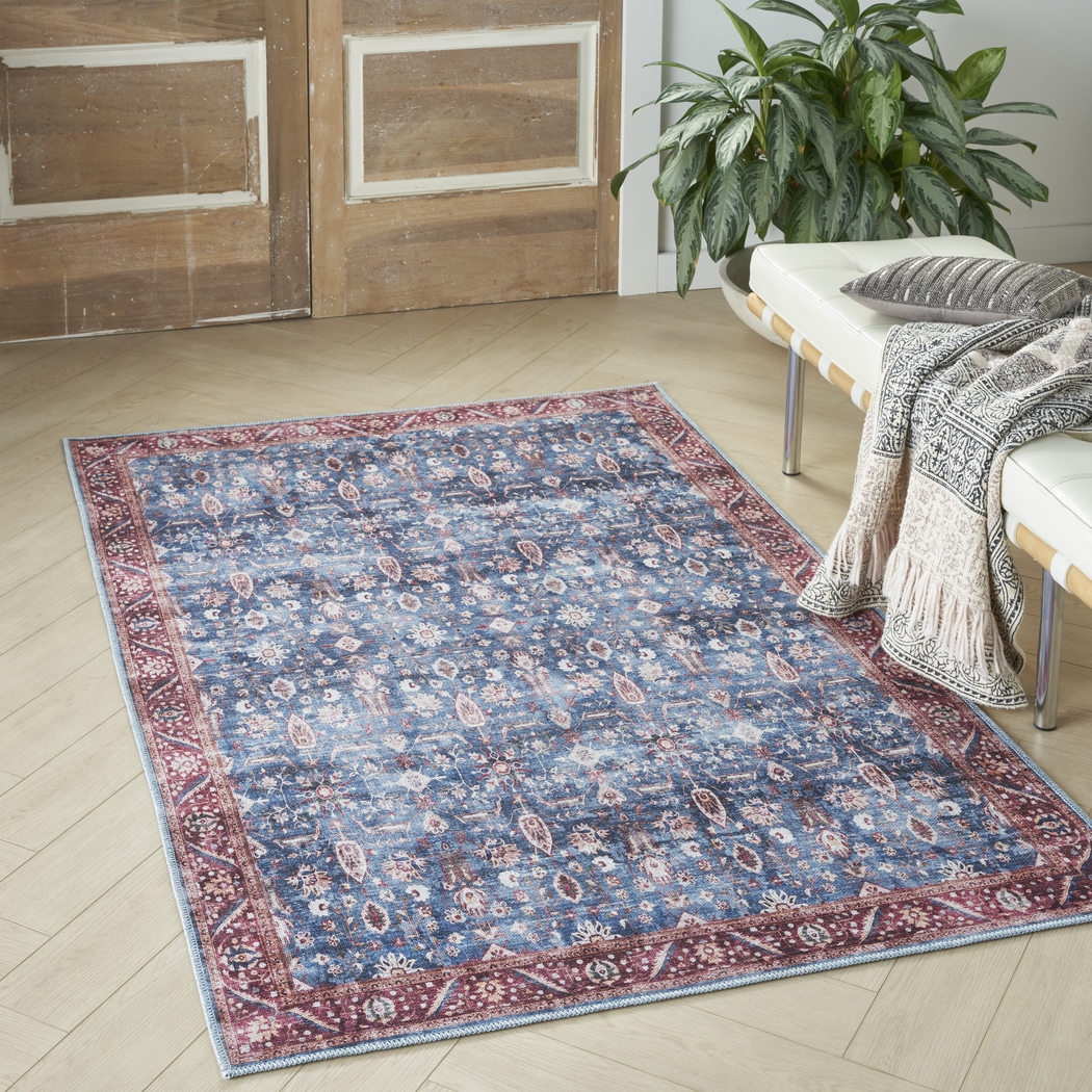 Adosis Blue/Brick 7'10 x 9'10 Rug - Thumbnail - Image 2
