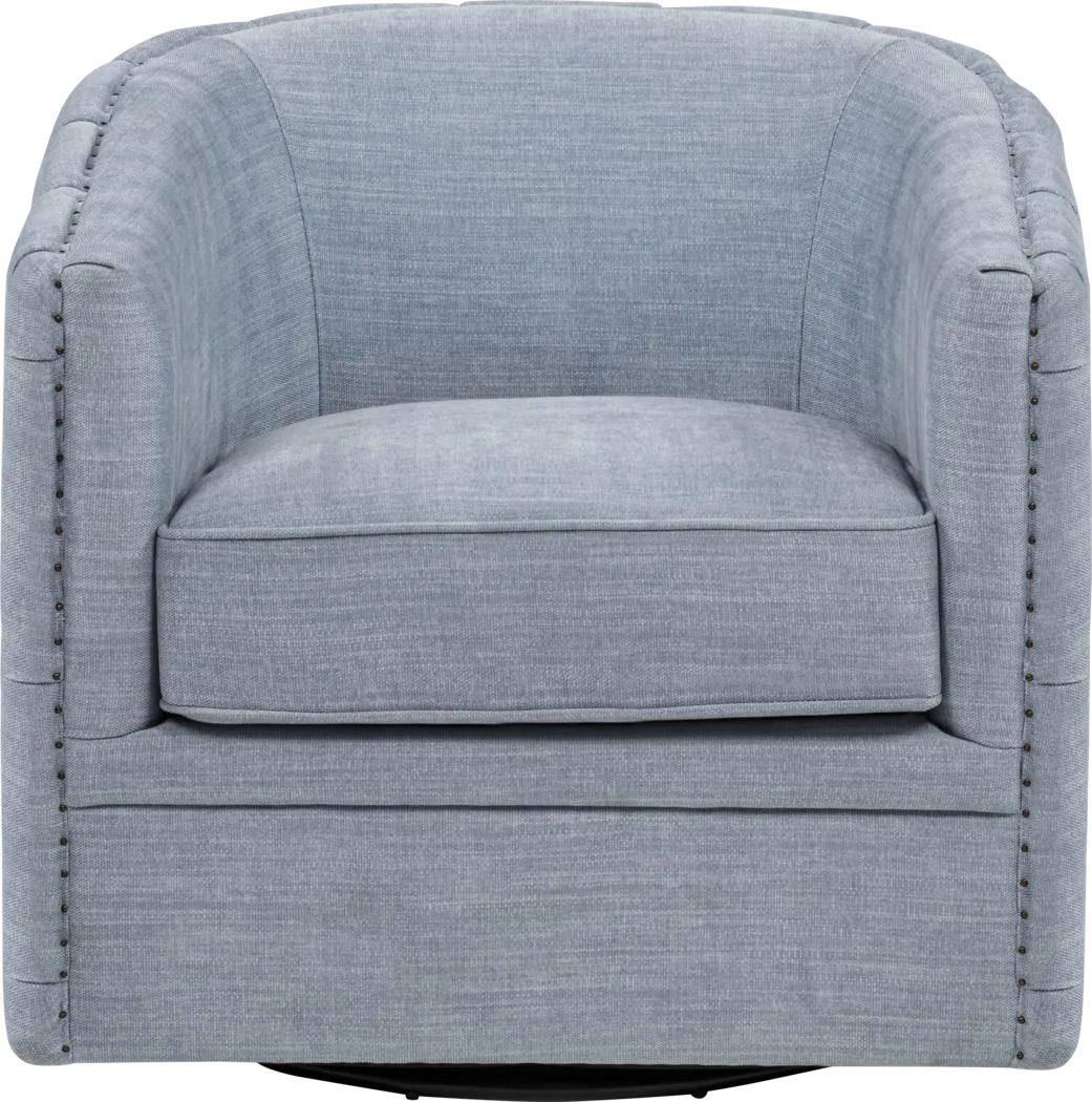 Adriana Light Blue Swivel Chair - Thumbnail - Image 2
