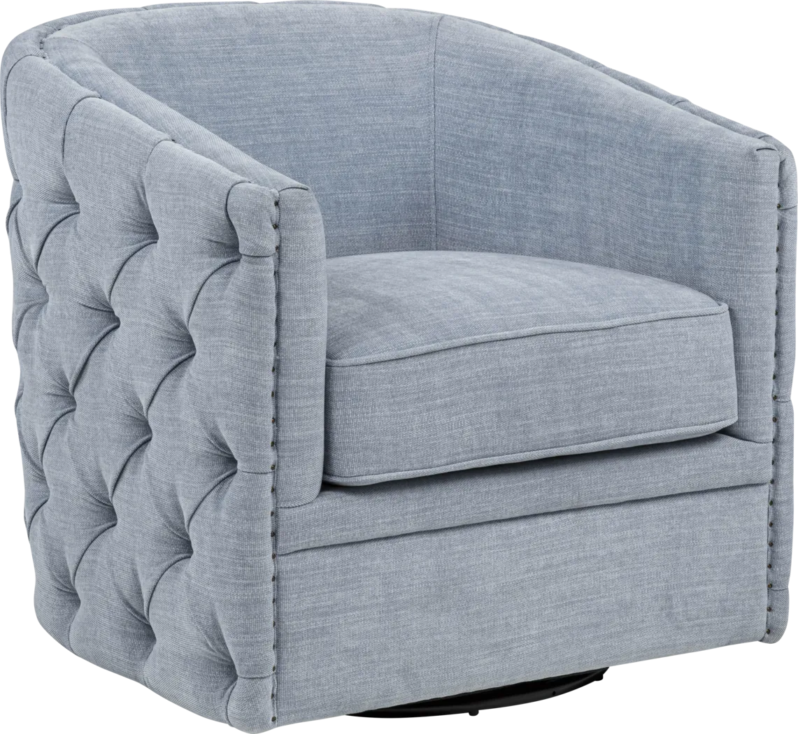 Adriana Light Blue Swivel Chair - Thumbnail - Image 1