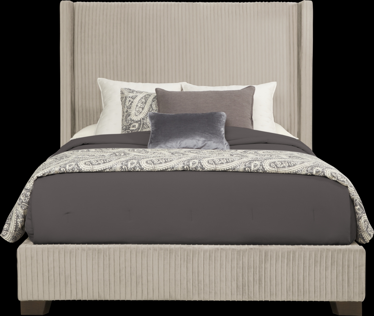 Adrie Beige 3 Pc Queen Upholstered Bed - Thumbnail - Image 1