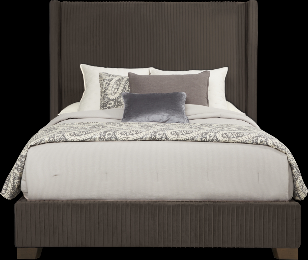 Adrie Brown 3 Pc Queen Upholstered Bed - Thumbnail - Image 1