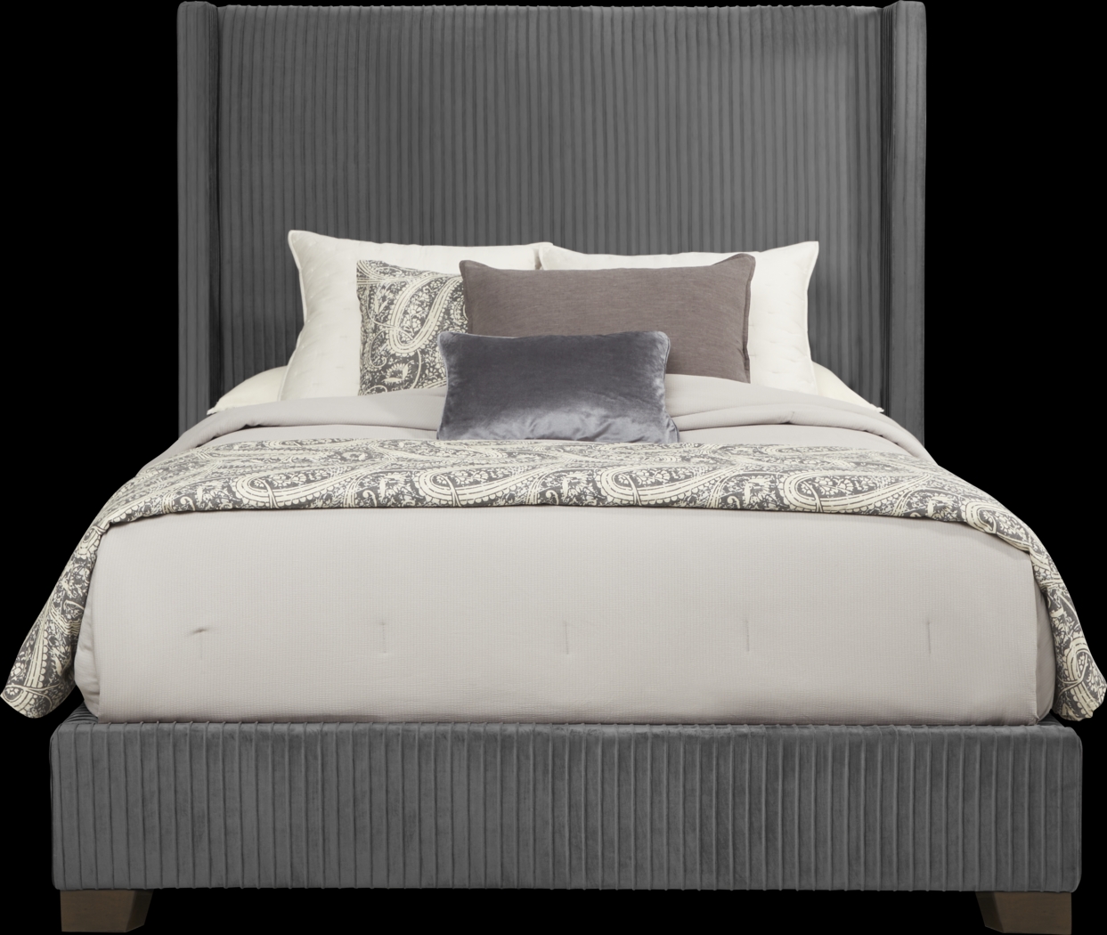 Adrie Gray 3 Pc King Upholstered Bed - Thumbnail - Image 1