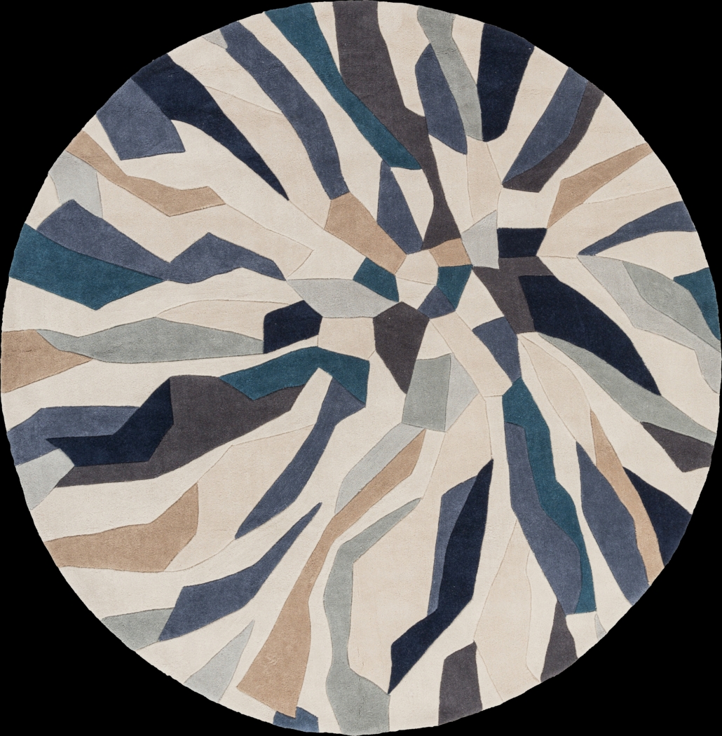 Adwin Blue 8' Round Rug - Thumbnail - Image 1