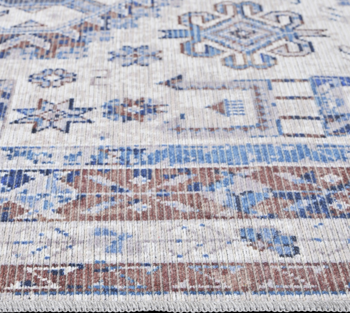 Aebby Blue 2'7 x 10' Machine Washable Rug - Thumbnail - Image 2