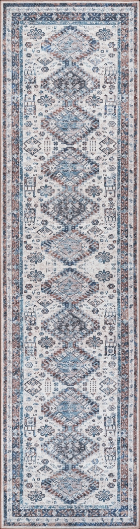 Aebby Blue 2'7 x 10' Machine Washable Rug - Thumbnail - Image 1