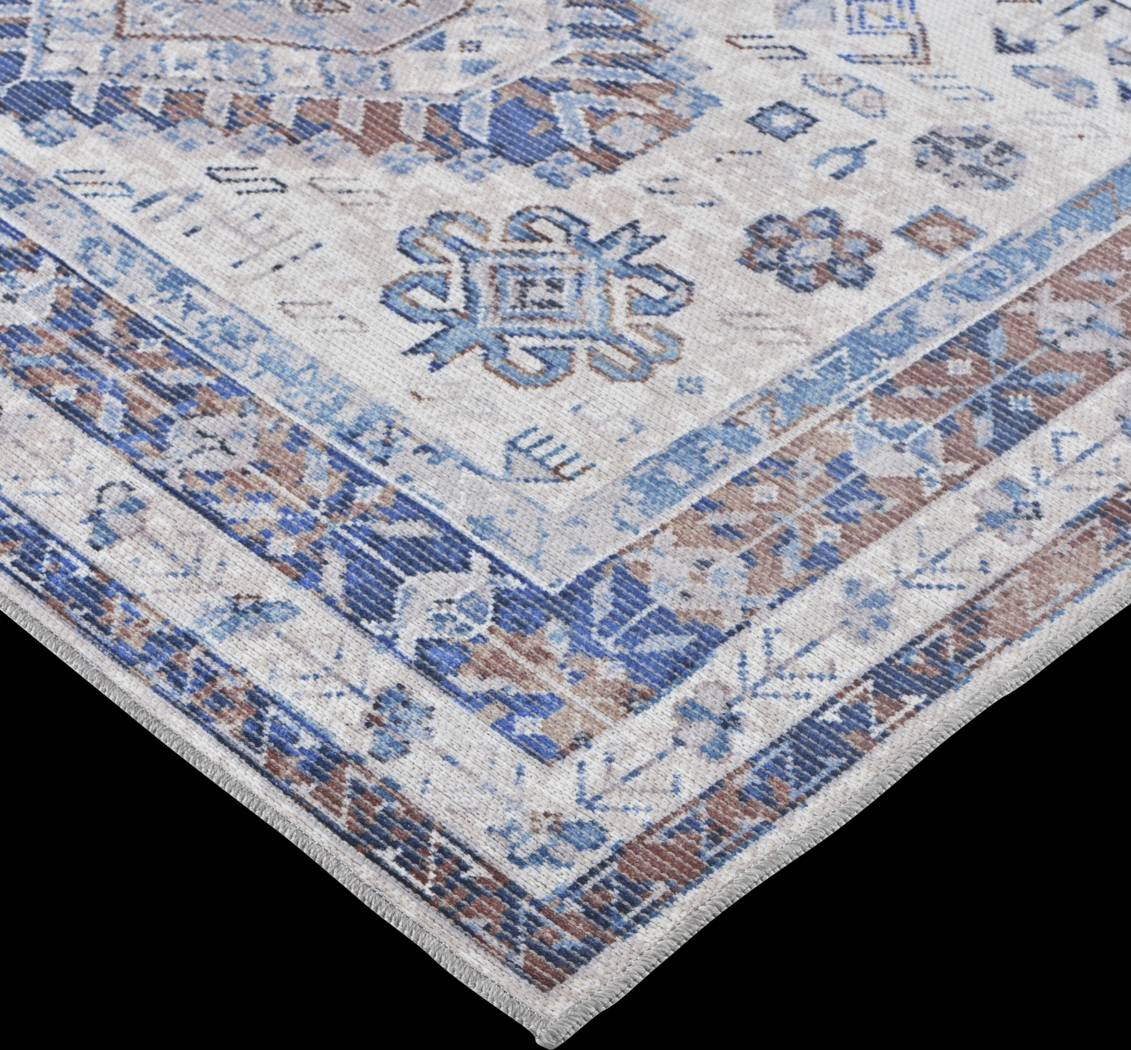 Aebby Blue 5'3 x 7'6 Machine Washable Rug - Thumbnail - Image 2