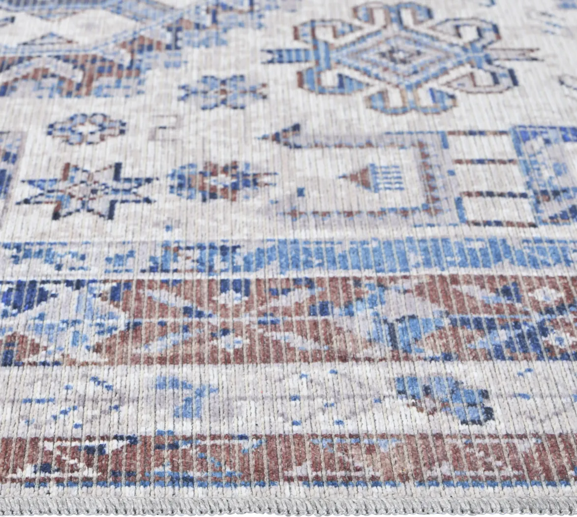 Aebby Blue 7'10 x 9'9 Machine Washable Rug - Thumbnail - Image 2