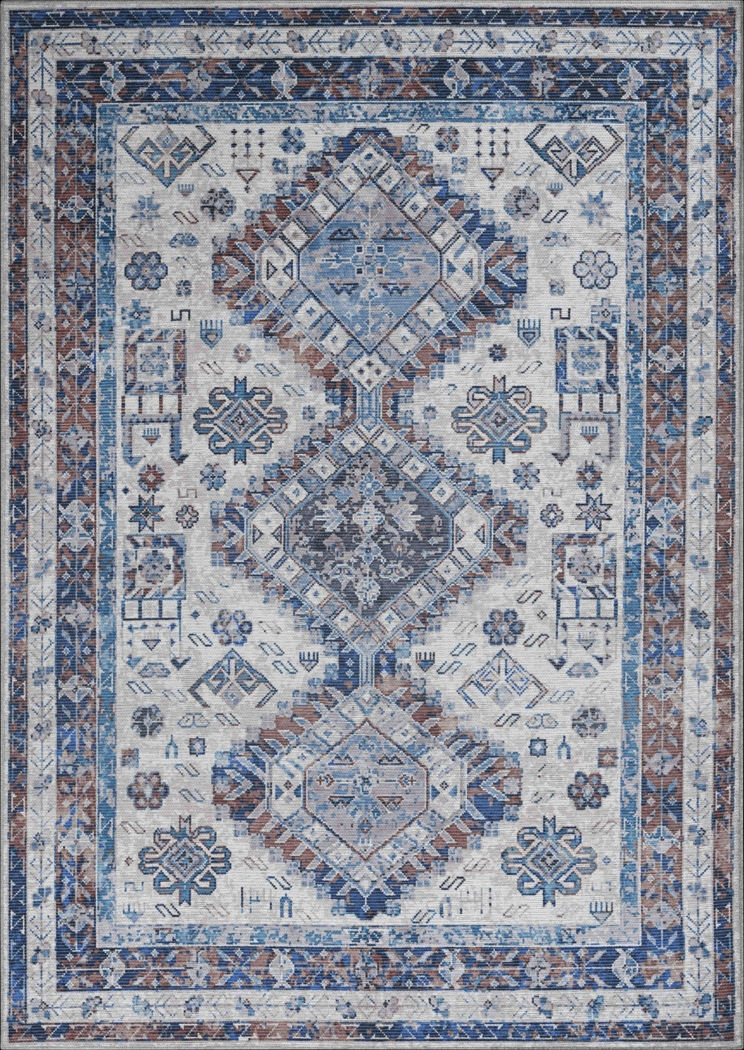 Aebby Blue 9'2 x 11'9 Machine Washable Rug - Thumbnail - Image 1