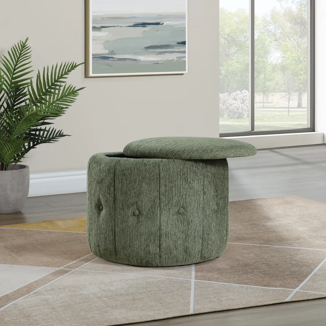 Aerora Green Storage Ottoman - Thumbnail - Image 2