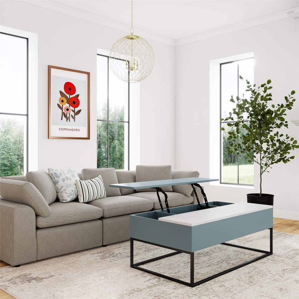 Affton Blue Lift-Top Cocktail Table - Thumbnail - Image 3