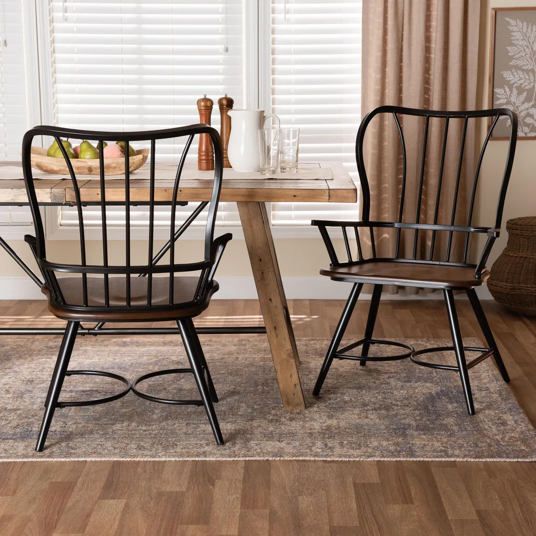 Agavei Brown Arm Chair, Set of 2 - Thumbnail - Image 2