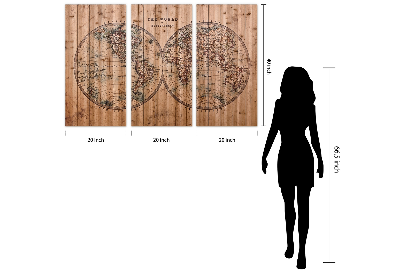 Aged World Map Set of 3 Artwork - Thumbnail - Image 6