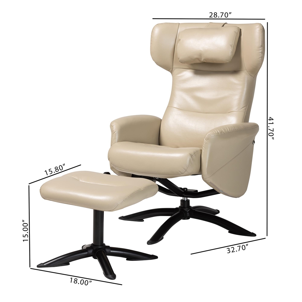 Aguilay Beige Accent Chair and Ottoman - Thumbnail - Image 5