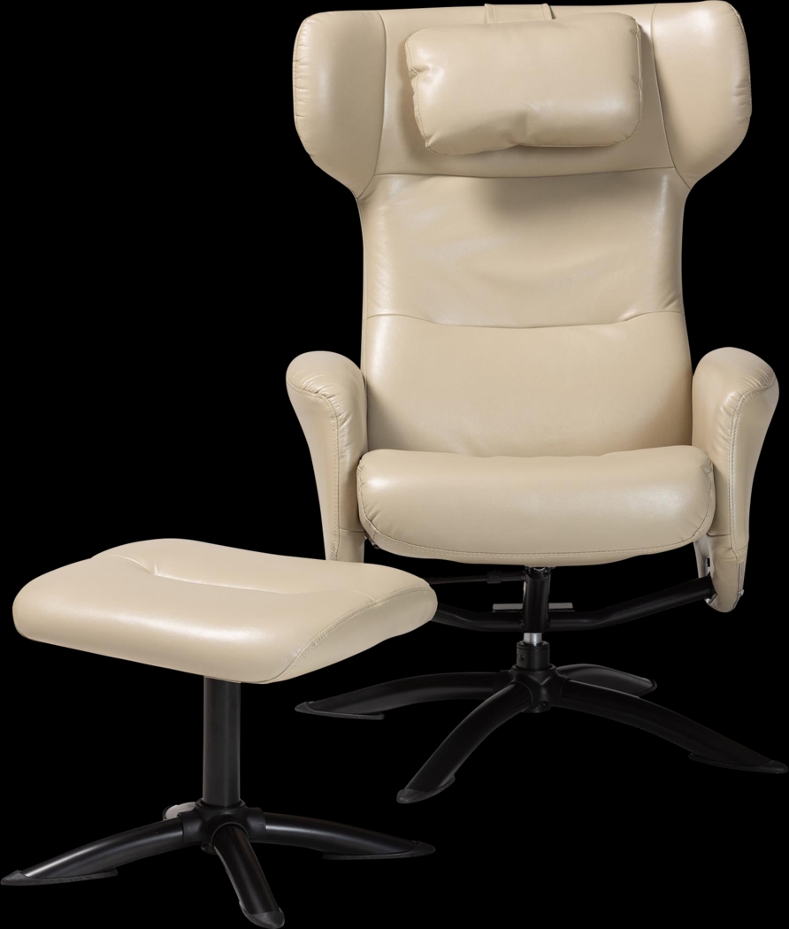 Aguilay Beige Accent Chair and Ottoman - Thumbnail - Image 7